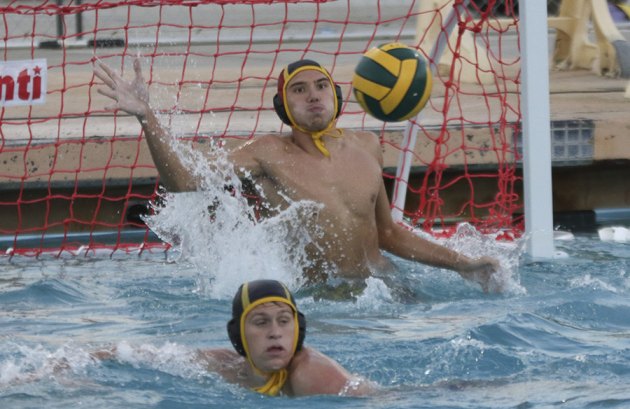 Trey Pietsch had 13 saves in Wednesday's playoff loss to Redwood High School. He's shown here in an earlier Kingsburg match.